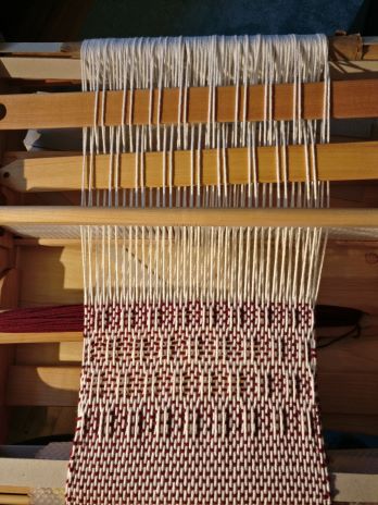 Cloth on loom with Pick Up Stick