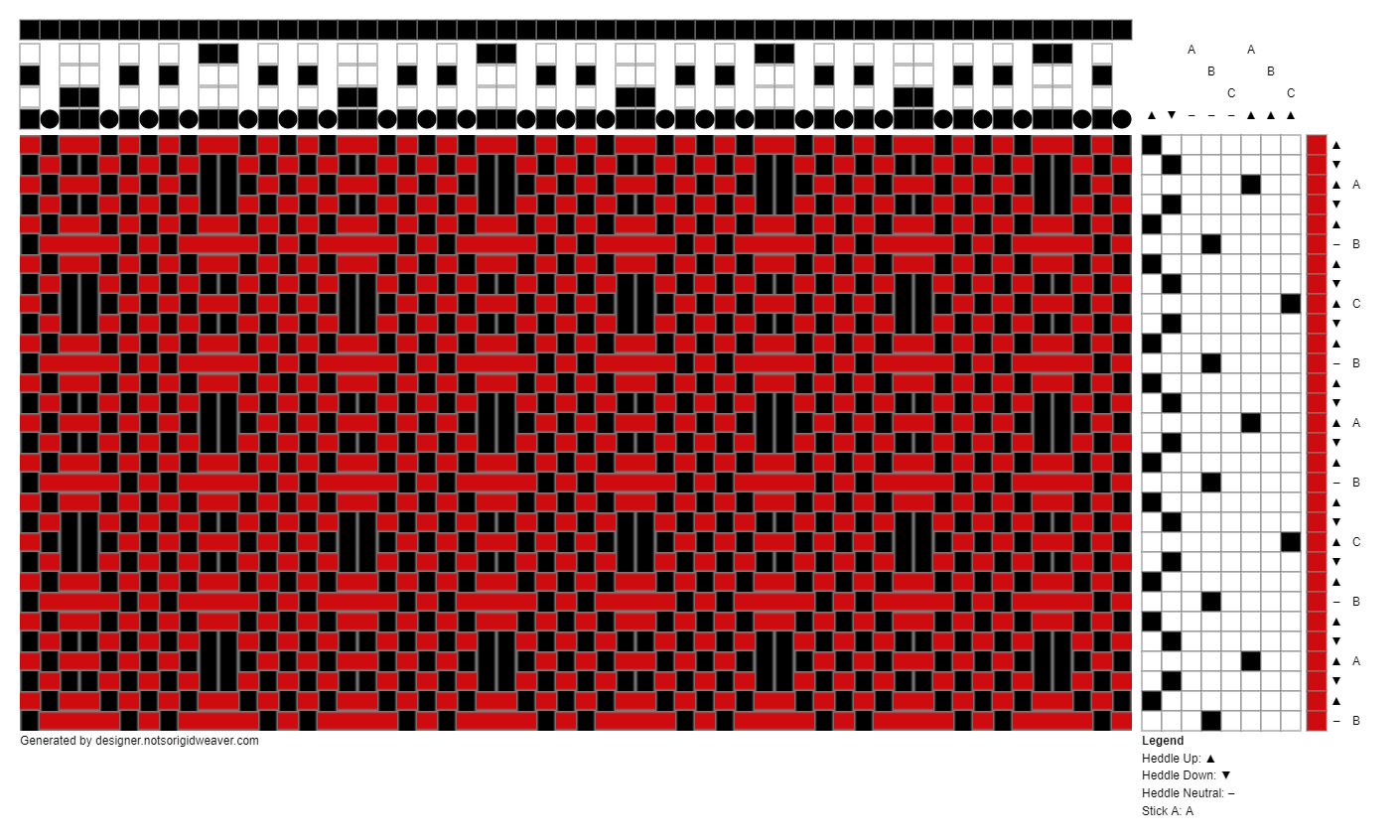 A red and black design from Not So Rigid Designer with some doubled slots