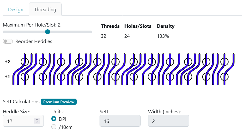 A screenshot of the Sett calculations feature in Not So Rigid Designer
